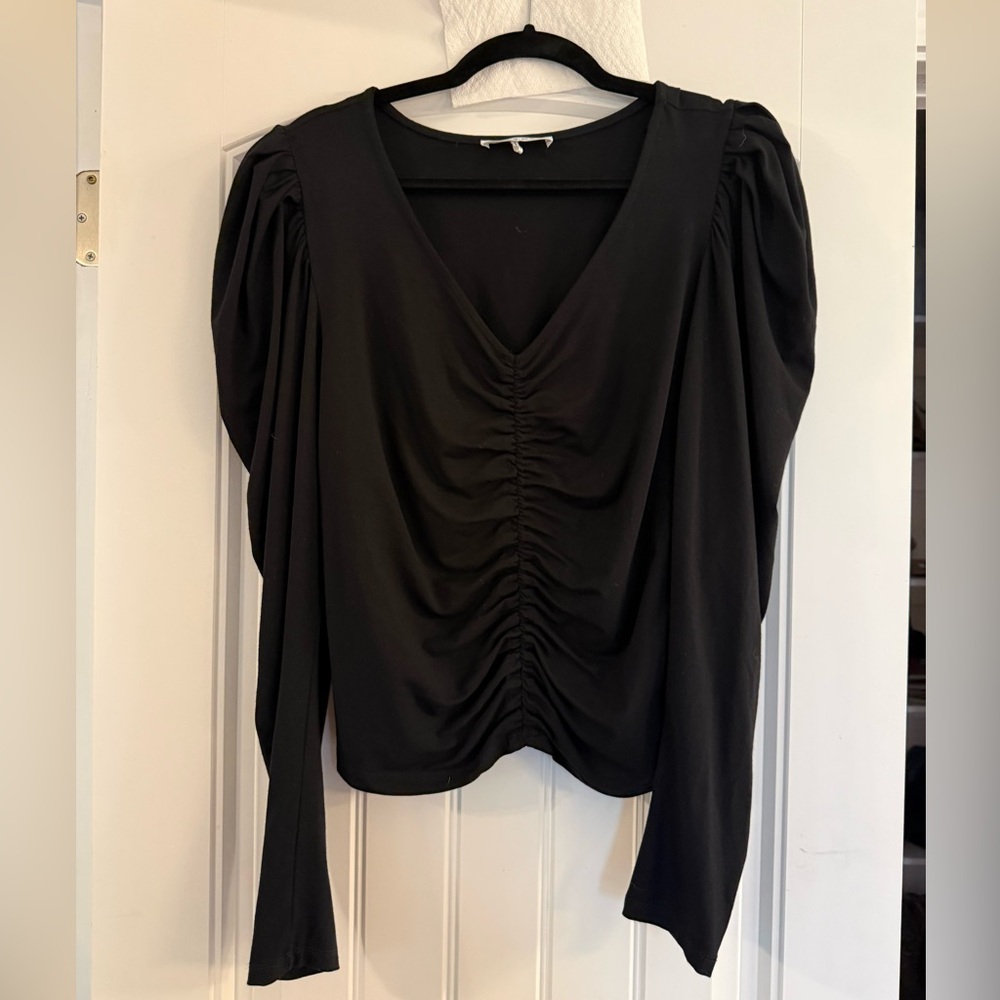Frame Denim Black Ruched Blouse